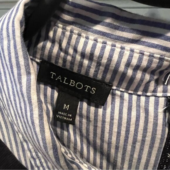 Talbots Navy and White Striped Blouse - Picture 3 of 6